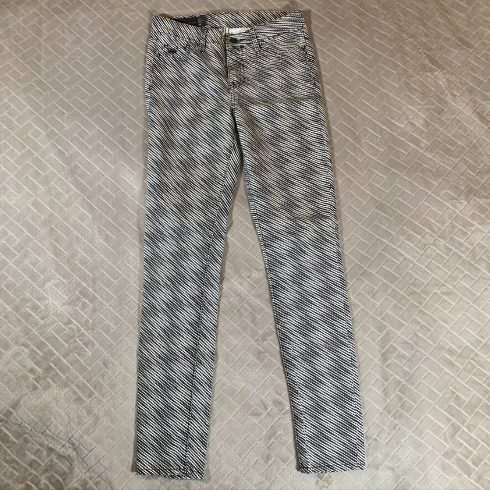 Armani Exchange Womens 26 Denim Jeans Black White Abstract Super Skinny Mid Rise